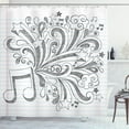 thumbnail image 1 of Music Note Shower Curtain, Back to School Sketchy Notebook Doodles with Swirls and Other Motifs, Fabric Bathroom Set with Hooks, 69W X 70L Inches, Charcoal Grey White, by Ambesonne, 1 of 2