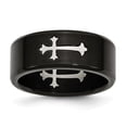 thumbnail image 1 of Stainless Steel Black Plated Cross 9mm Ring Man Religious Wedding Designed  For Dad Mens  For Him, 1 of 11
