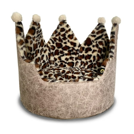 UPC: 0192598479297 | Precious Tails Luxury Leopard Print Crown-Shaped Bed for Small Dogs and Cats – Cozy  Stylish  and Plush Pet Bedding with Royal Design