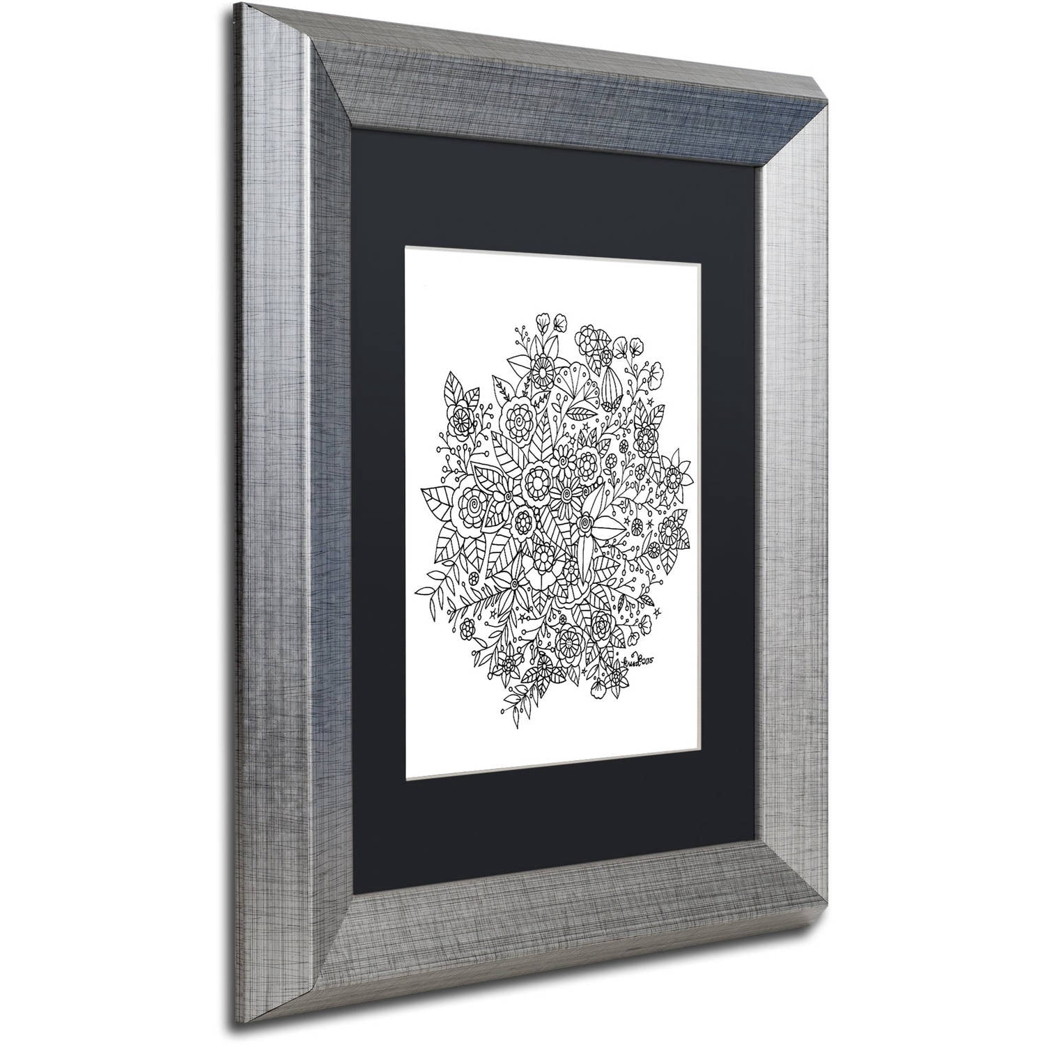 Trademark Fine Art "Sample" Canvas Art by KCDoodleArt Black Matte, Silver Frame