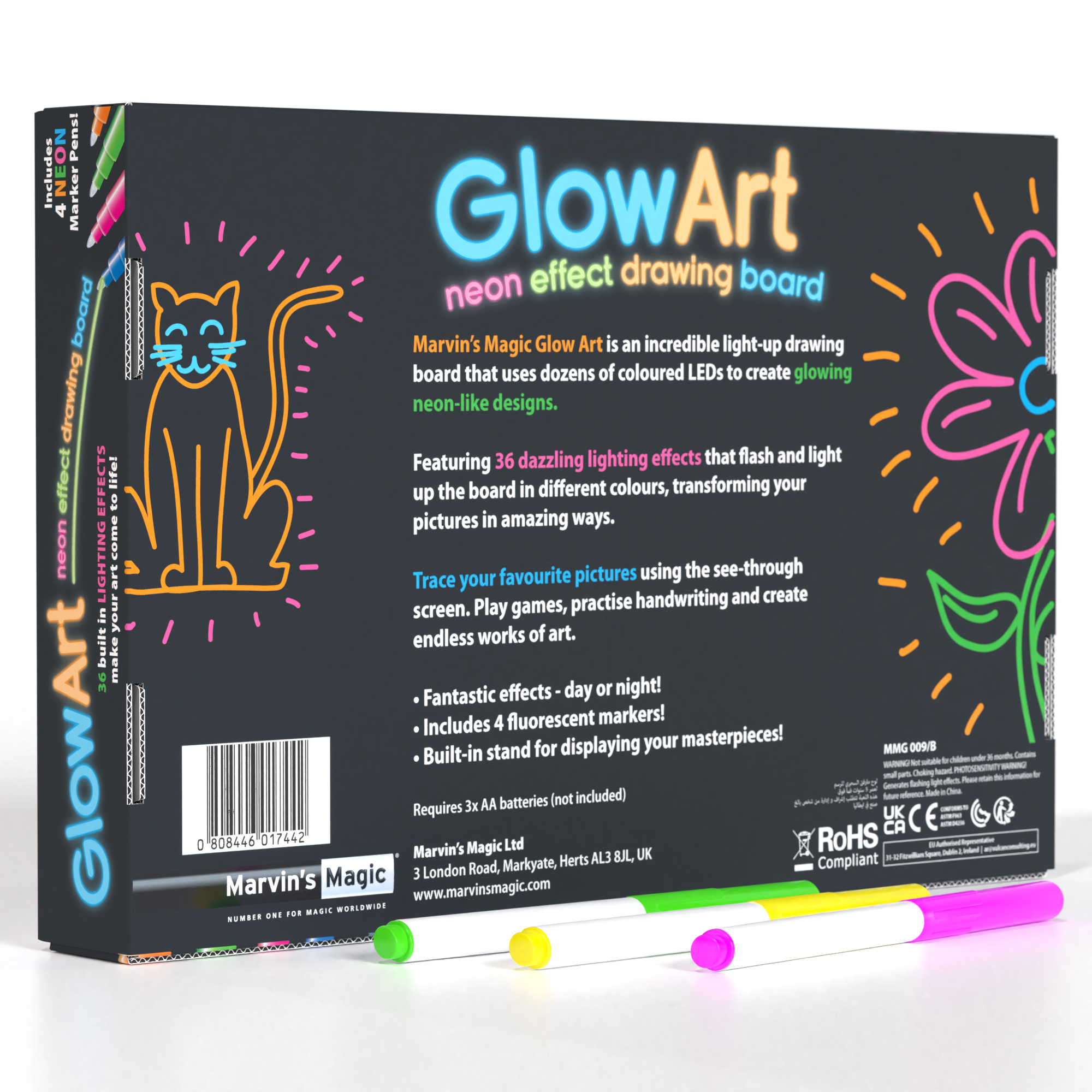 Marvin's Magic - Neon Glow Craft Kit - Craft Set - Light Up Tracing Pad - Drawing Tablet Kids - Neon Magic Kit - Childrens Craft Kits - Battery Powered Doodle Pad - Glow Art Neon Drawing Board