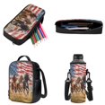 thumbnail image 3 of ZUXONGSY Horse American Flag Print School Backpack School Bag Bookbag Set Lunch Bag Pencil Case Bottle Holder 4pcs Set Modern Kids Bookbag with Shoulder Strap for Preschool, Kindergarten, Elementary, 3 of 6