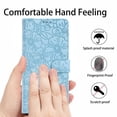 thumbnail image 4 of Decase Flip Case for iPhone 17 Pro Max,Embossed Cherry Blossoms Flip PU Leather Wallet Cover,Magnetic Flip Closure Shockproof Cover with Wrist Strap,Skyblue, 4 of 10