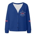 thumbnail image 4 of Wang6 Womens Lightweight Plus Size Cardigans Sweaters Trendy Long Sleeve Open Front Button down Knit Sweater Fall V Neck American Flag Printed Outwear Tops Blue S, 4 of 4