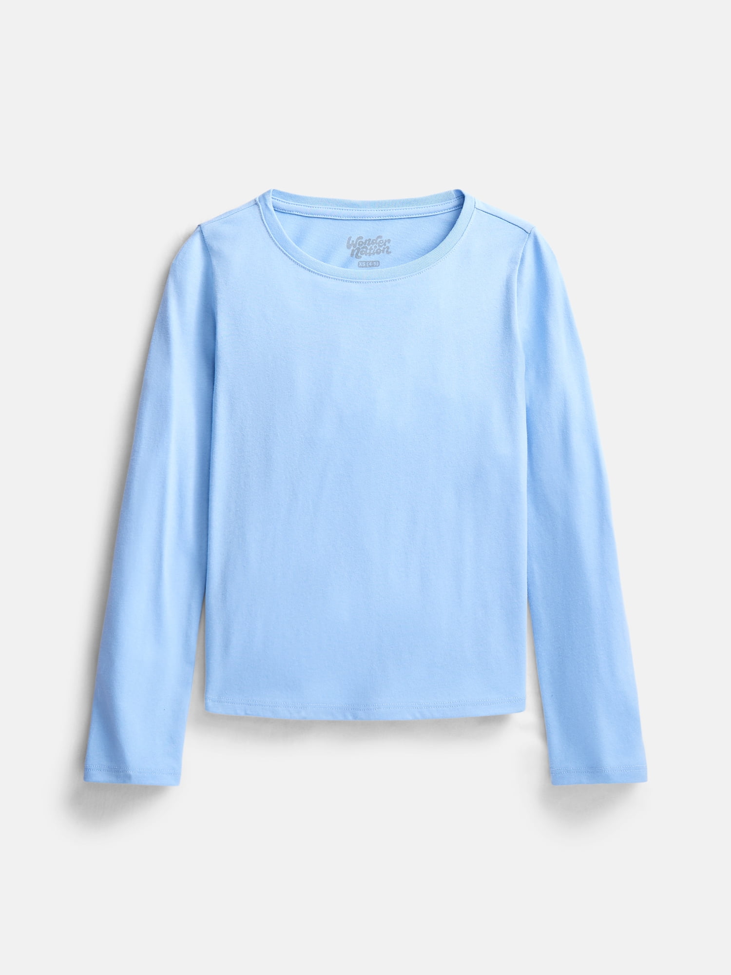 Wonder Nation Girls Kid Tough Tee with Long Sleeves, 3 Pack, Sizes 4-18 & Plus