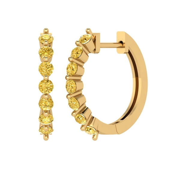 0.84 ct Lever-Back Hoop Earrings for Women | 2.5mm Round Cut Natural Citrine | 18K Yellow Gold