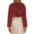 thumbnail image 3 of INSPIRE CHIC Women's Faux Fur Bolero Shrug Crop Jacket Evening Bow Tie Front Fluffy Coat XS Wine Red, 3 of 6