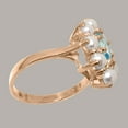 thumbnail image 3 of LBG British Made 18k Rose Gold Natural Blue Topaz & Cultured Pearl Womens Statement Ring - 33 size options - Size 11.5, 3 of 6