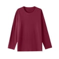 thumbnail image 3 of MDUKONU Women's Basic Long Sleeve T Shirts, Crewneck Slim Fit Spandex Tops, Plain Layer Underscrub Tees L, 3 of 3