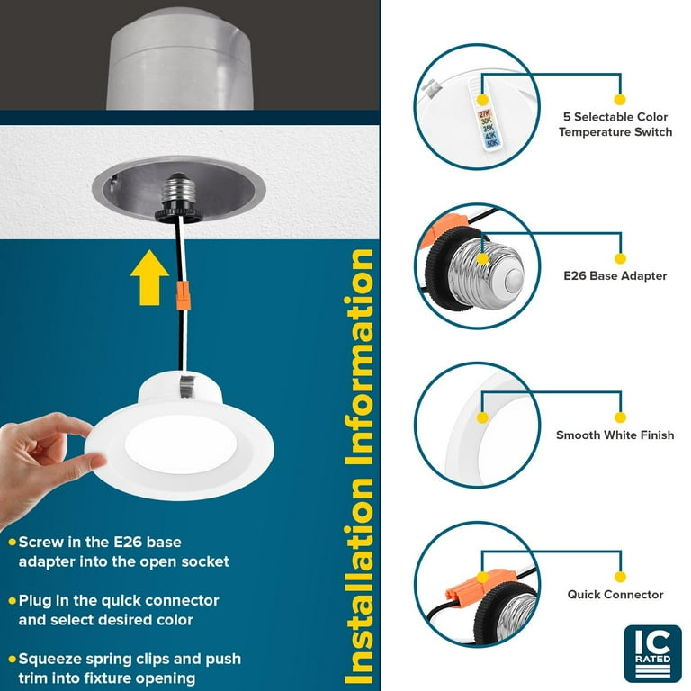 Sunperian 4 inch Recessed Lighting LED Can Light 5 Color Options