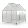 thumbnail image 3 of Resenkos 6x8 FT Polycarbonate Greenhouse, Outdoor Walk-in Green House with Vent Window, Hinged Door, Rain Gutter, Heavy-Duty Aluminum Hot House for Backyard Garden, 3 of 12