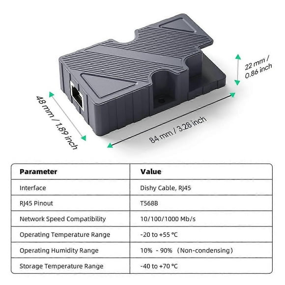 Adaptateur de Câble pour Dishy vers Connexion RJ45 pour Adaptateur Ethernet Injecteur PoE