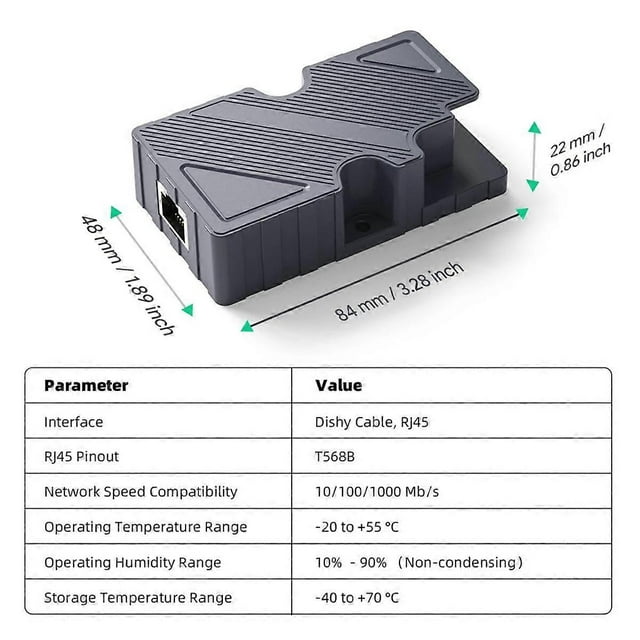 Adaptateur de Câble pour Dishy vers Connexion RJ45 pour Adaptateur Ethernet Injecteur PoE