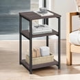 thumbnail image 5 of LEDREM Small End Table with 3-Tier Storage, Industrial Tall Nightstand for Living Room, Bedroom, Office, Chestnut Brown and Classic Black, 5 of 5