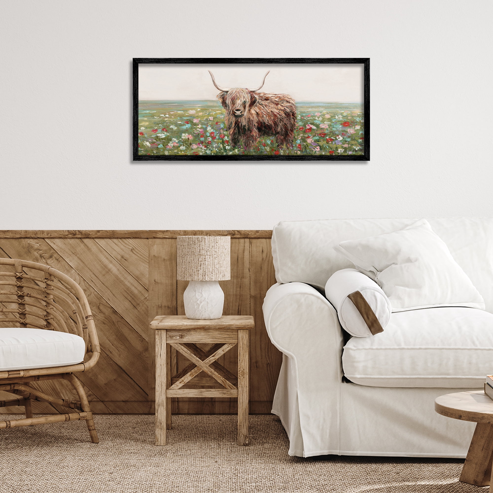 Stupell Industries Grazing In Poppy Field Black Framed Giclee Art, design by Sally Swatland