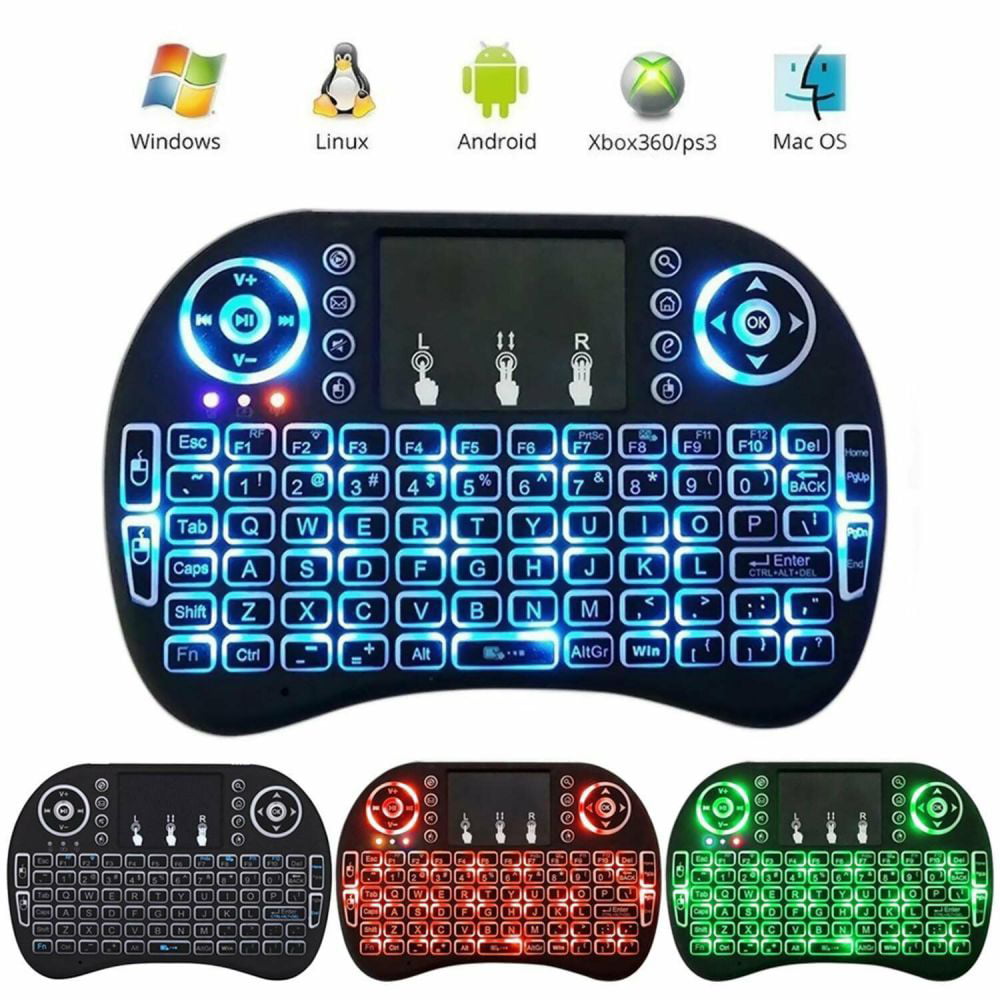 Klant Snor Toegangsprijs i8 3 color LED Backlit 2.4GHz Mini Wireless Keyboard with Touchpad Mouse  For Smart TV Box, MAG IPTV, Buzz tv, dreamlink, PS3/PS4 etc.Rechargable  Li-ion Battery-Black - Walmart.com