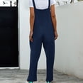thumbnail image 4 of Pantalones con tirantes de inspiración vintage en azul oscuro, corte recto, diseño de bolsillos laterales, talla M para mujer, 4 of 6