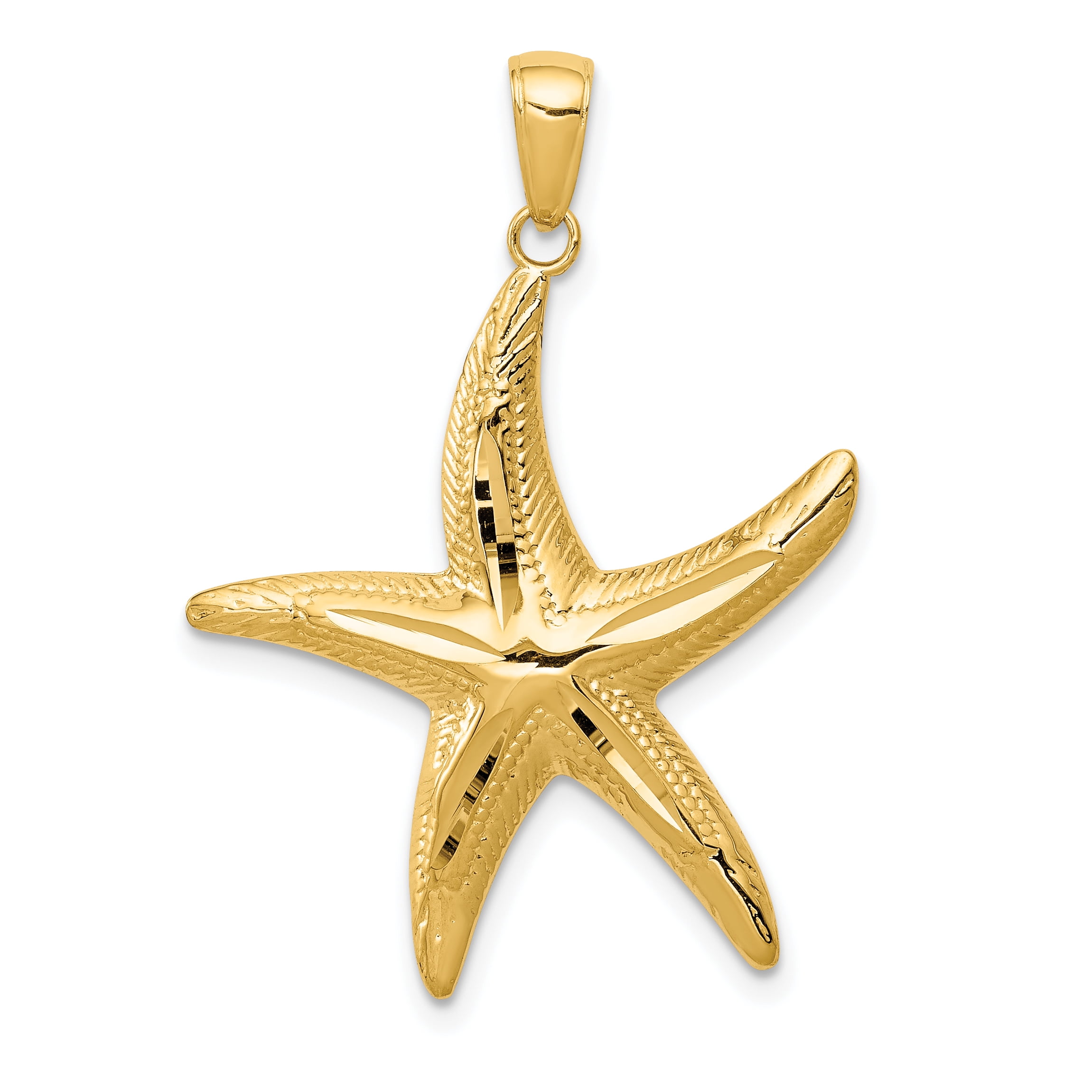 14K Yellow Gold Diamond Cut Starfish 