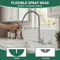 thumbnail image 3 of Akicon Pre-Rinse Spring Kitchen Faucet with Sprayer, Dual Spray Mode Commercial Kitchen Sink Faucets, Single Handle 304 Stainless Steel, Includes Deck Plate, Brushed Nickel, 3 of 9