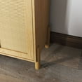 thumbnail image 3 of Mid-Century Modern 4-Door Storage Cabinet With Woven Rattan Doors Natural Finish Adjustable Shelves Storage, 3 of 11