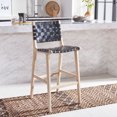 thumbnail image 4 of SAFAVIEH Adah Modern Leather Bar Stool, Black/Natural (22.2 in. W x 22 in. D x 43 in. H), 4 of 12