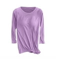 thumbnail image 2 of gbyLJF Womens Crewneck T-shirts with Pads Solid Color 3/4 Sleeve Shirts Round Neck Pullover Tops Pajamas for Women, 2 of 8