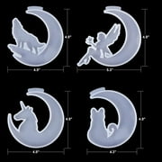 LETS RESIN Resin Molds, Crescents Moon Molds, Epoxy Molds, Silicone Molds for Epoxy Resin, Wolf with Moon, Cat with Moon, Unicorn with Moon