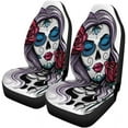 thumbnail image 2 of ZHANZZK Set of 2 Car Seat Covers Watercolor Sugar Color Skull Woman Girl Day Dead Flower Universal Auto Front Seats Protector Fits for Car,SUV Sedan,Truck, 2 of 5