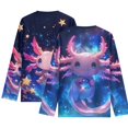 thumbnail image 2 of FUIALDOLG 2 Pack Girls Long Sleeve Shirts Galaxy Axolotl Stars Soft Loose T-Shirts Crew Neck Layering Tees for Youth Teen Girls 7-8 Years, 2 of 6