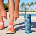 thumbnail image 2 of 20oz Blue Geometric Pattern Skinny Tumblers Stainless Steel Tumbler with Lid and Straw,Vacuum Insulated Double Wall Travel Tumbler Cups with Cleaning Brush for Coffee,Tea, 2 of 6