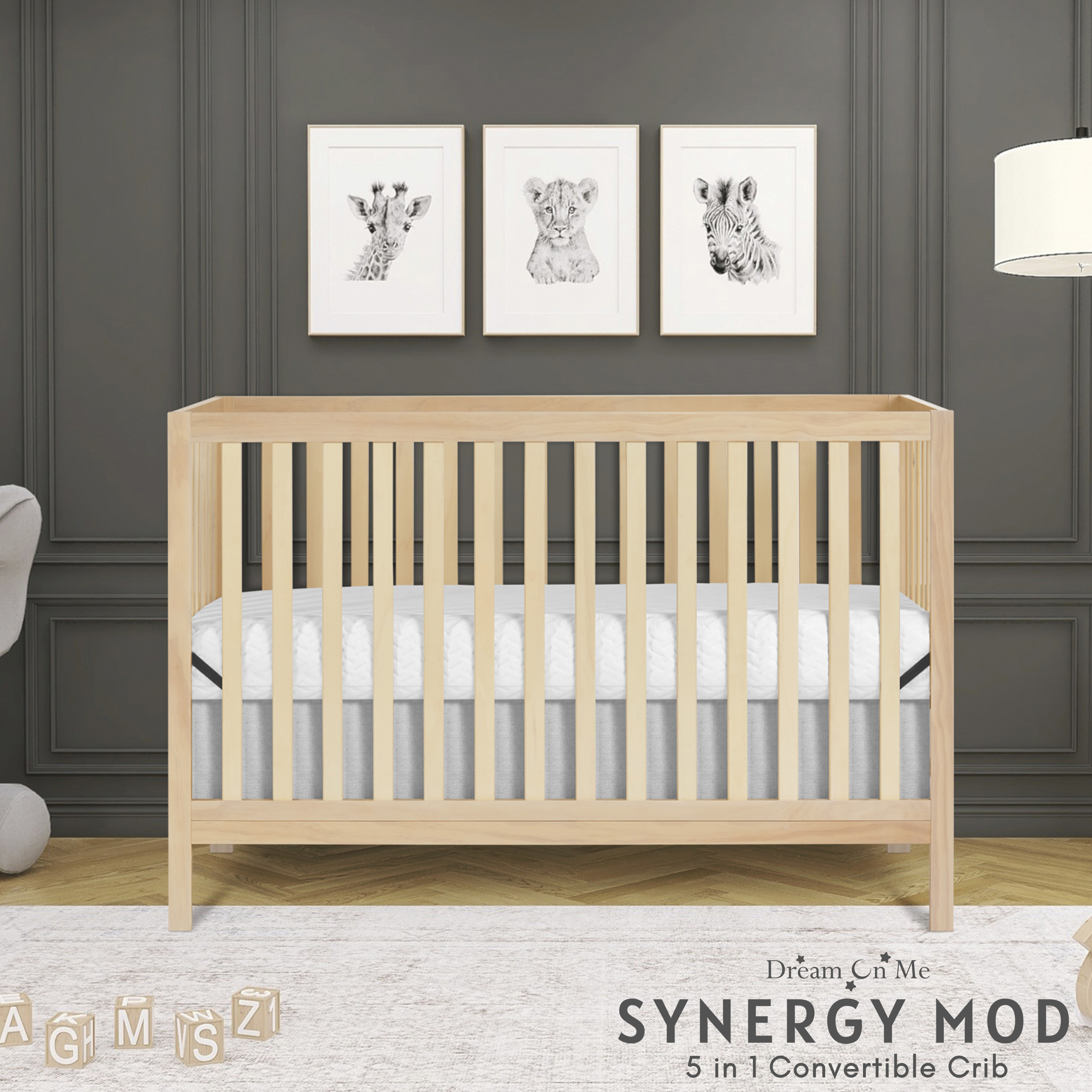 Dream On Me Synergy MOD Crib, Made with Sustainable New Zealand Pinewood, Natural - image 2 of 9