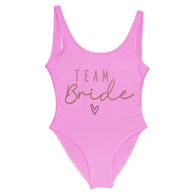 S-3xl Gold Print Team Bride One-piece Swimsuit Squad Women Swimwear Bachelorette Party Swimsuit Summer Beatchwear Bathing Suit