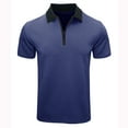thumbnail image 2 of Vetsdori Casual T-Shirts for Men Pocket Dark Blue Pull-On Solid Collared Short Sleeve Button up Trendy Mens Shirts Crew Neck, 2 of 5