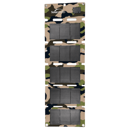 10w Solar Panel - Solar Camp – Solympic-Camo– Portable, Waterproof, Flexible Folding Solar Charger with 5 CIGS Solar Panels – 10W Charging Ports – for Quickly Charging a Variety Electronic Devices SC-C10-05GN