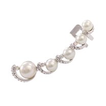 Grandest Birch 1Pc Women Rhinestone Faux Pearl Ear Clip Cuff Earring for Left Ear Rhinestone,Alloy,Faux Pearl Silver