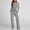 Gray, variant on Vivianyo HD Women's 2-Piece Casual Outfit, Long Sleeve Ruched Crew Neck Top and Wide Leg Pants Loungewear Set, Women's Brown, Sizes S-2XL