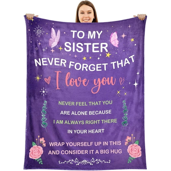 Sister Gifts, Sister Birthday Gifts from Sisters Brothers - Personalized Soft Flannel Throw Blanket 50"x60" - Sister Gifts from Sisters, Best Gifts for Sister Birthday Wedding Christmas