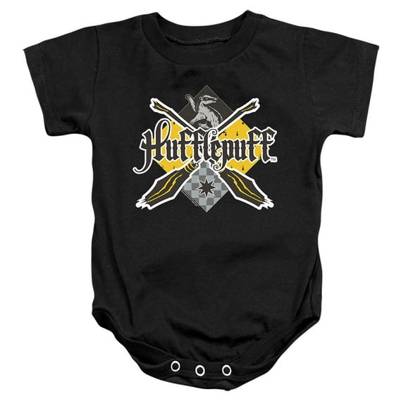 Harry Potter Hufflepuff Broomstick Badger Logo Unisex Infant Snap Suit for Baby (12 Months) Black