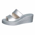 thumbnail image 5 of FRSASU Women's Platform Wedge Sandals Comfortable Slip-On Open-Toe Sandals Outdoor Non-Slip Two Band Sandals Slippers Silver, 5 of 9
