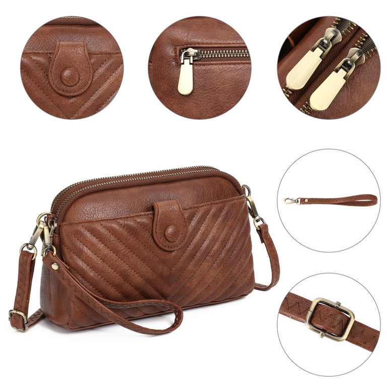 GAEKEAO Small Crossbody Bag For Women – Vegan Leather Shoulder Purse With Wristlet, Top Zipper