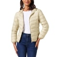 thumbnail image 1 of Abrigo corto de plumas para mujer INSPIRE CHIC, ligero y empaquetable, con capucha, invierno, color albaricoque blanco, talla 3XL, 1 of 5