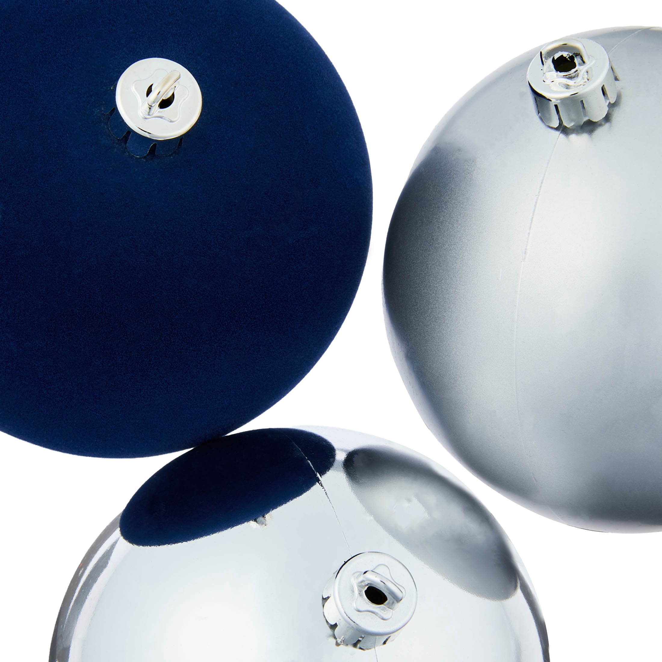 8-Count Navy and Silver Ball Shatterproof Christmas Ornaments, 4.5", by Holiday Time
