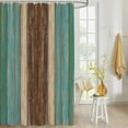 thumbnail image 4 of Fabric Shower Curtain, Green and Brown Striped Geometric Retro Wood Grain Bathroom Curtain with 12 Hooks Waterproof No Bad Odor Machine Washable Bath Curtains for Bathroom, Spa Room, 72"x78", 4 of 6