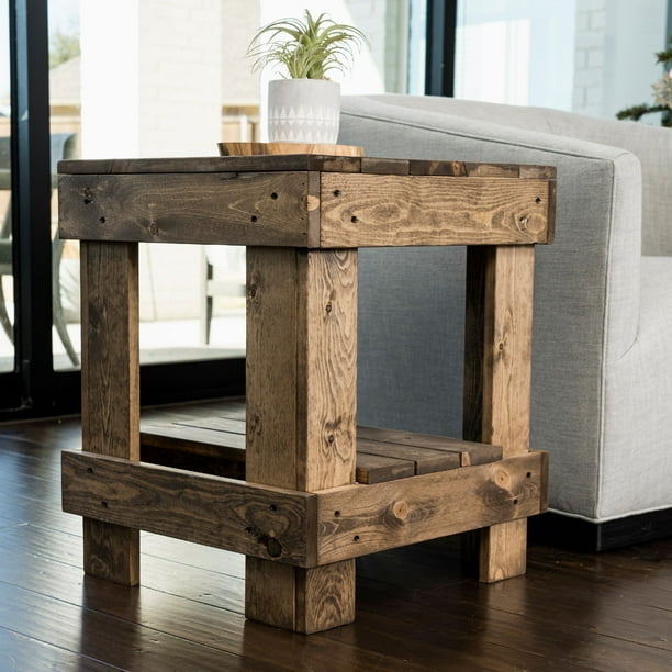 Woven Paths Pine Solid Wood Farmhouse, Farmhouse Side Tables And Coffee Table