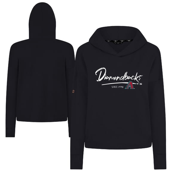 Women's-Levelwear  Black Arizona Diamondbacks Tri-Blend Sweet Express Cropped Pullover Hoodie