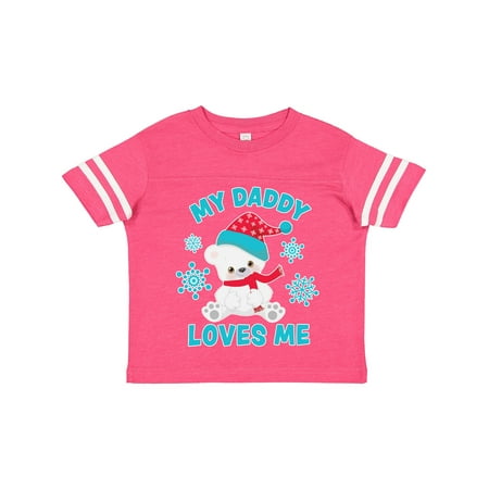 

Inktastic Polar Bear My Daddy Loves Me in Santa Hat with Snowflakes Gift Toddler Boy or Toddler Girl T-Shirt