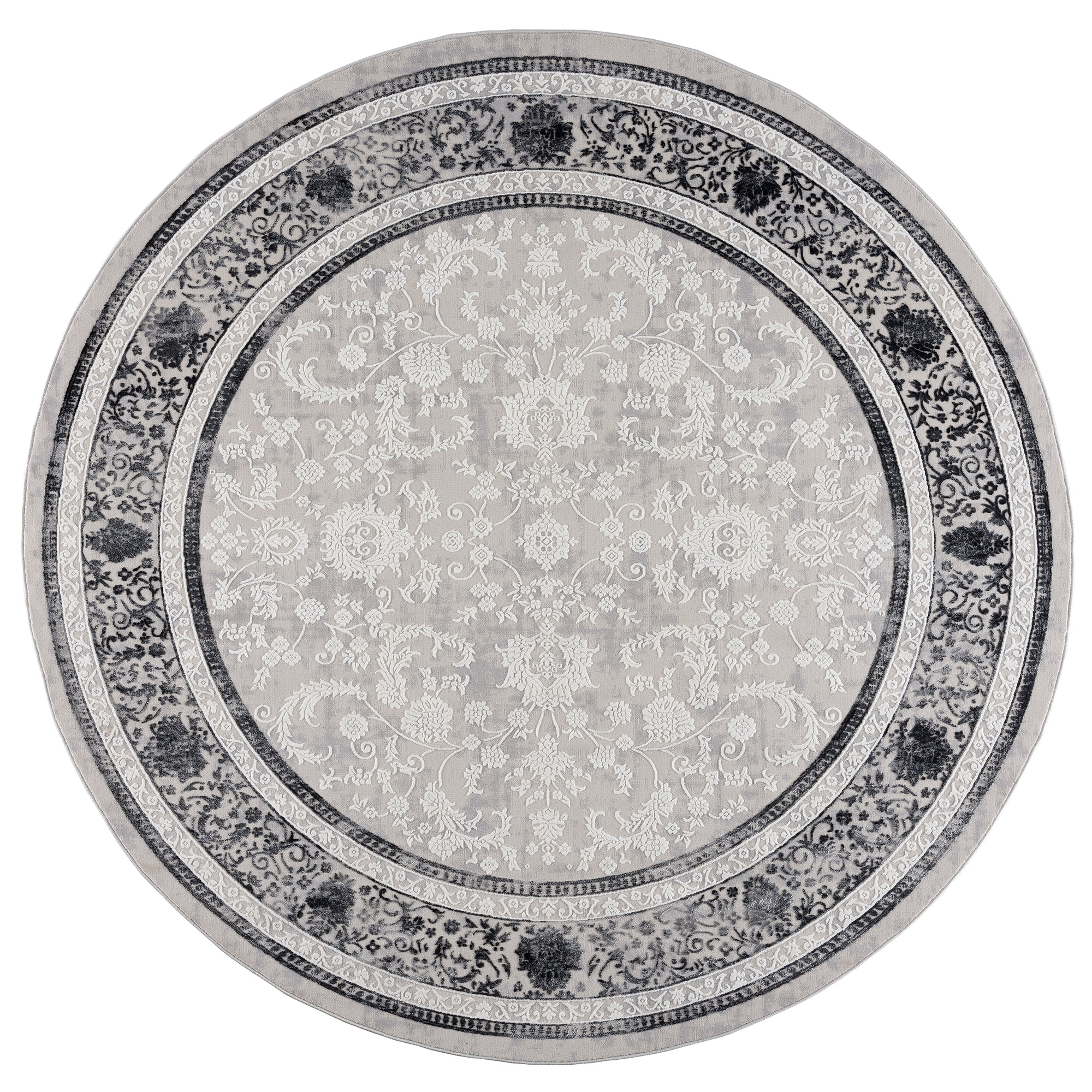 United Weavers Amir Firdaus Transitional Border Area Rug, Grey, 7'11" x 7'11"