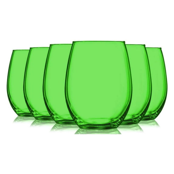 TableTop King 21 oz Wine Glasses, Stemless Style, Full Accent, Light Green, Set of 6