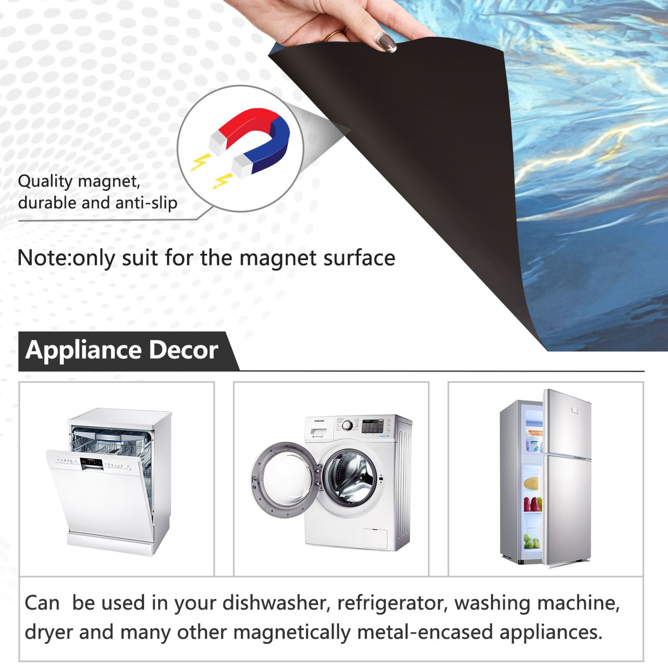 Dishwasher Magnetic Sticker 23x26 Inch Refrigerator Magnetic Sticker Washing Machine Magnetic Sticker Kitchen Panel Magnetic Sticker Home Decor The Big White Dragon