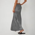 thumbnail image 4 of VBTAPA Women's Summer Linen Maxi Skirt Drawstring Low Waist A Line Casual Skirts Flared Long Skirt Gray S, 4 of 8